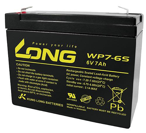 Long Bleiakku WP7-6S - 6V 7Ah auch für Horizont Euro Blitz