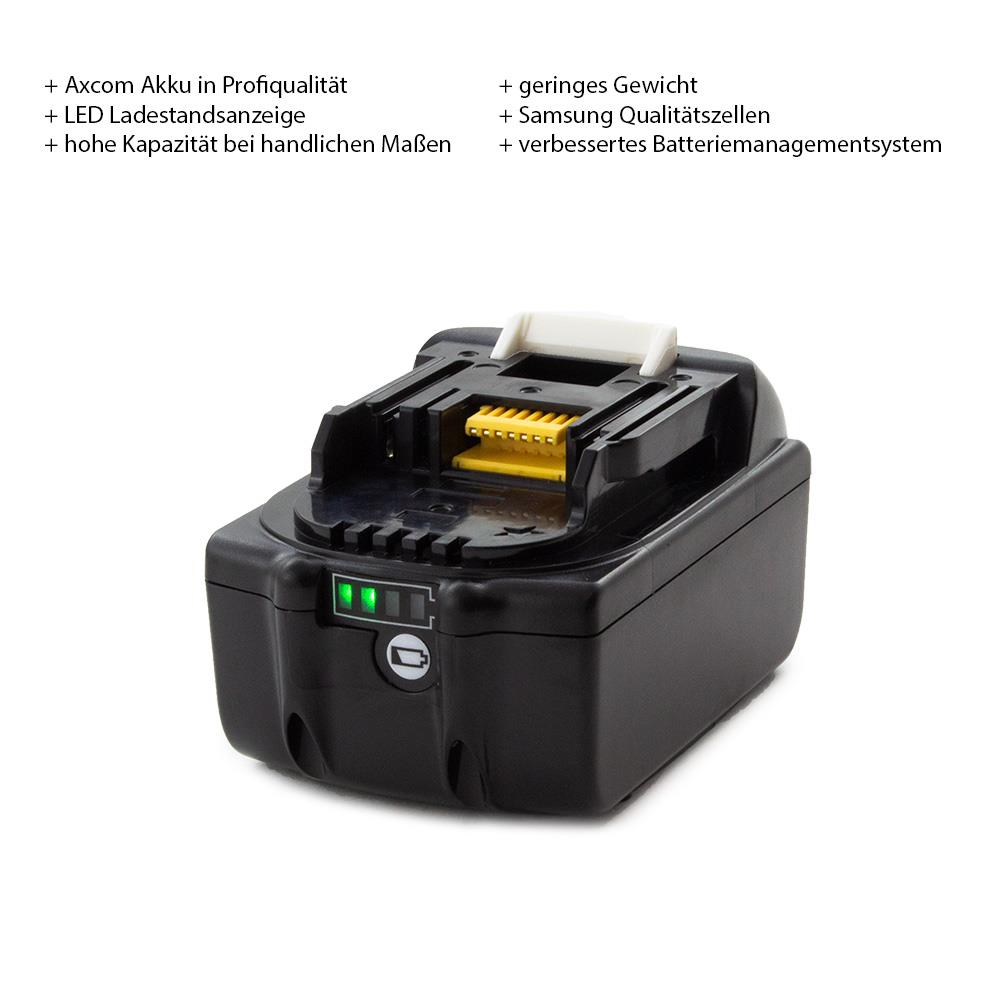 Eigenschaften Axcom 6Ah Li-Ion Akku für Makita BL1860 Eigenschaften Axcom 6Ah Li-Ion Akku für Makita BL1860