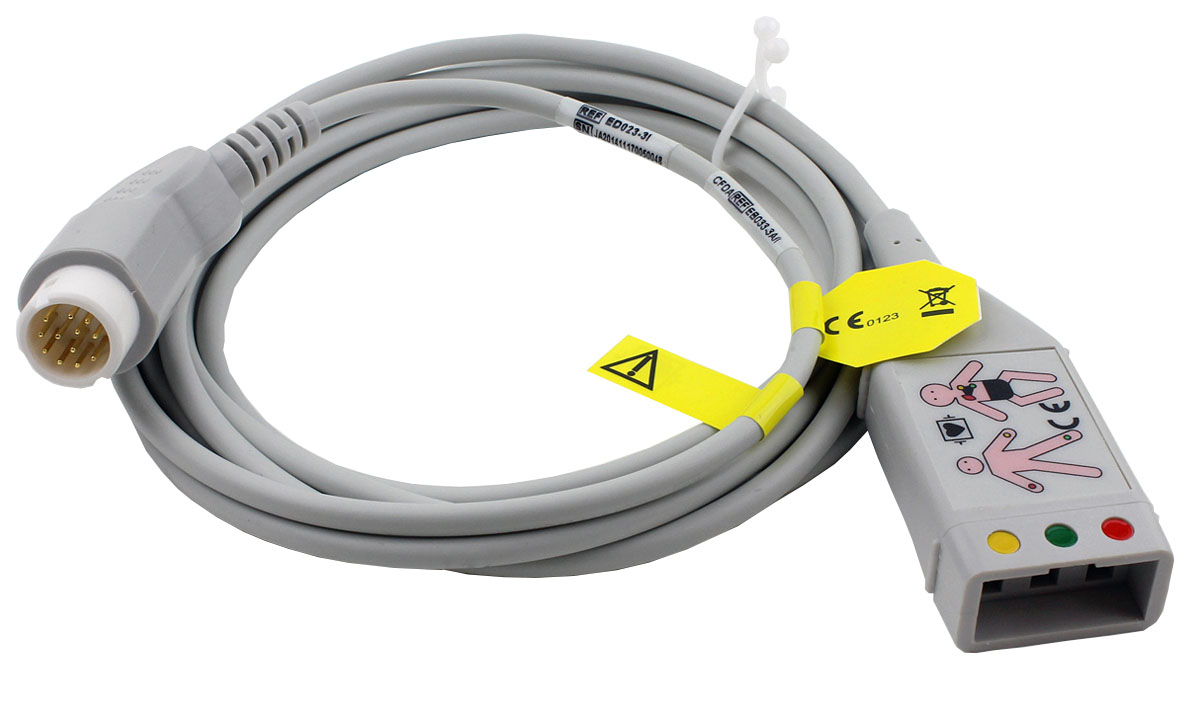 3-adriges EKG Stammkabel mit IEC 12-Pin Stecker, wie Philips M1510A 3-adriges EKG Stammkabel mit IEC 12-Pin Stecker, wie Philips M1510A