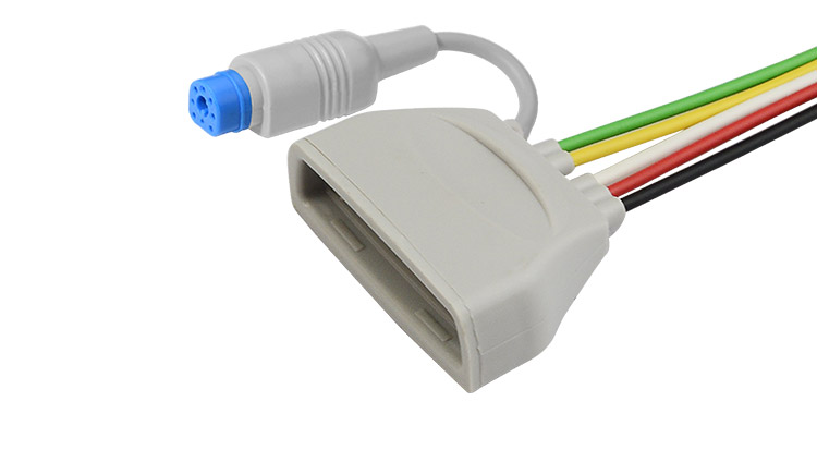 5-adriges EKG Kabel für Philips IntelliVue MX40, Detailansicht SpO2-Anschluss 5-adriges EKG Kabel für Philips IntelliVue MX40, Detailansicht SpO2-Anschluss