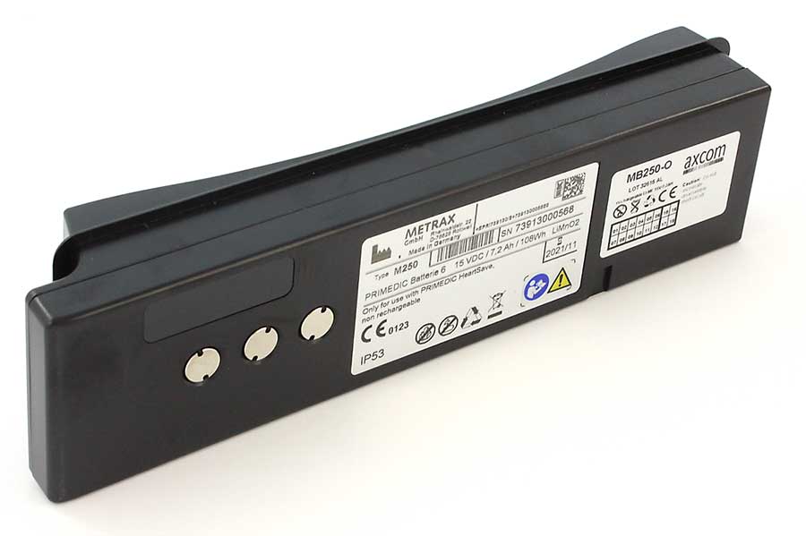 Batterie für Primedic/Metrax AED Defi HeartSave 6, HS6, HS6S, M250 Batterie für Primedic/Metrax AED Defi HeartSave 6, HS6, HS6S, M250