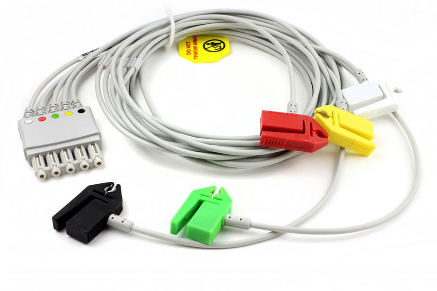 5-adriges EKG Kabel mit IEC Clip, wie Philips M1971A 5-adriges EKG Kabel mit IEC Clip, wie Philips M1971A