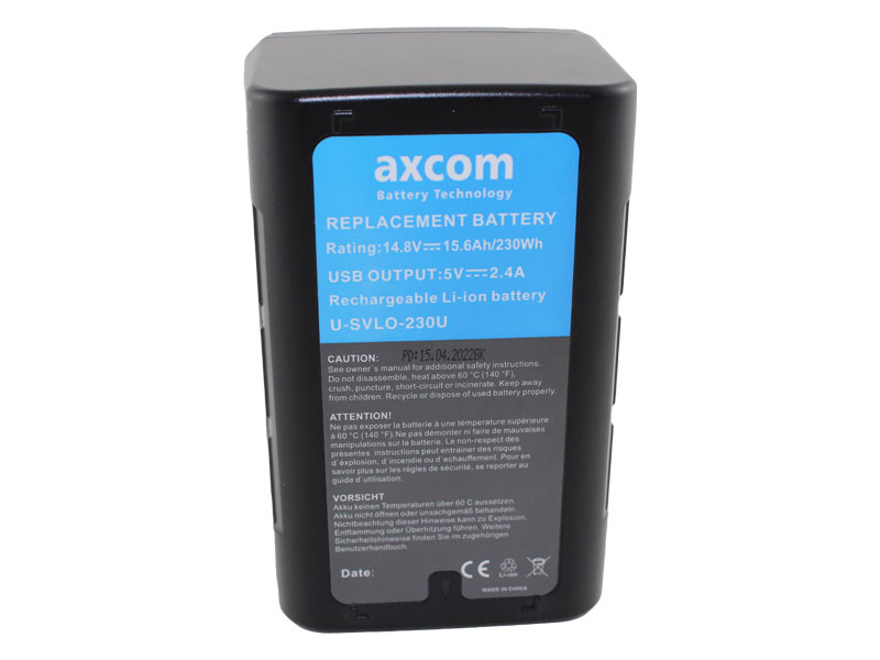 Li-Ion Akku Sony V Mount / V Lock 14,8V/15.6Ah/230Wh mit USB & LED