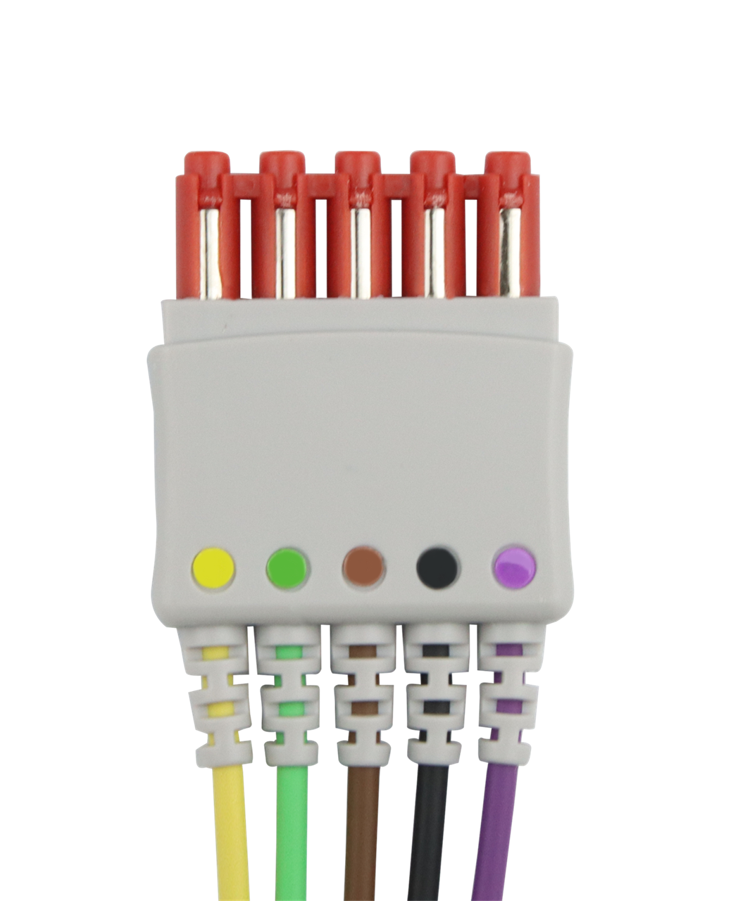 2x 5-adrige EKG Kabel wie Philips M1978A, Detailansicht rot 2x 5-adrige EKG Kabel wie Philips M1978A, Detailansicht rot