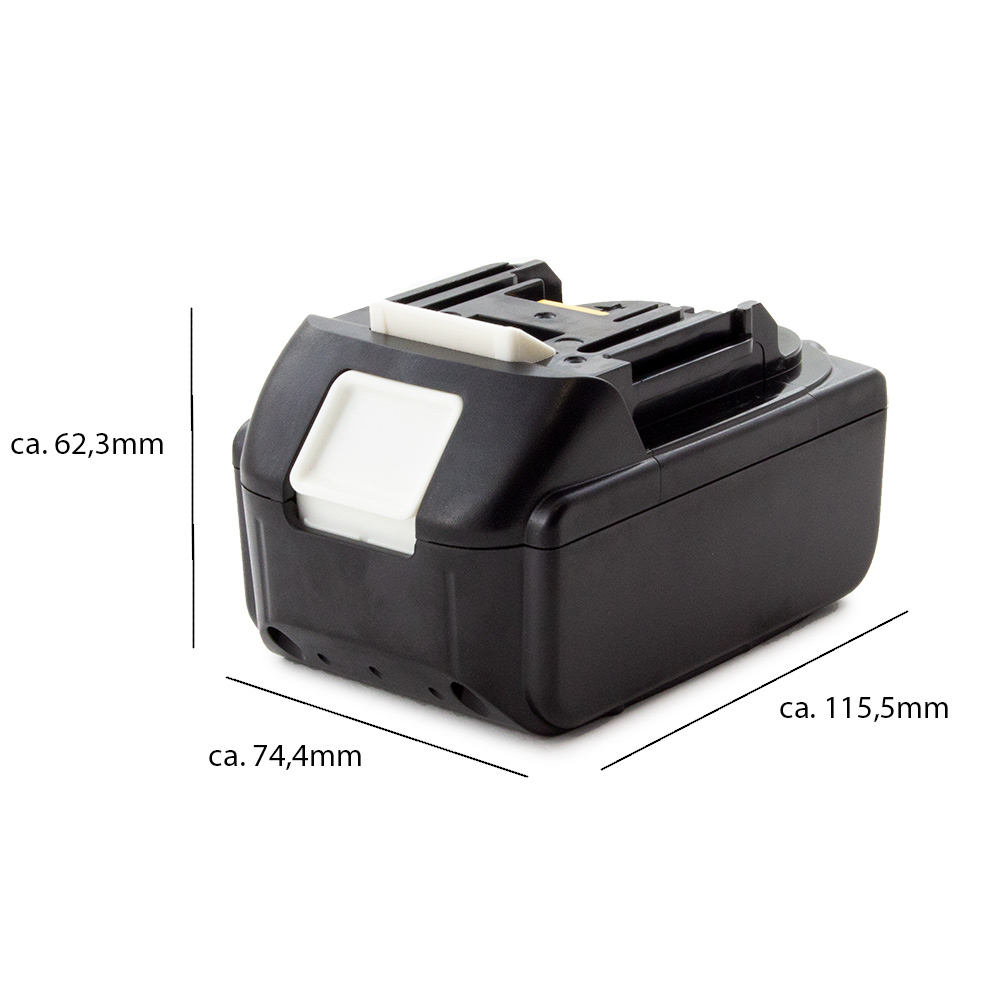 Maße Axcom 6Ah Akku für Makita BL1860 Maße Axcom 6Ah Akku für Makita BL1860