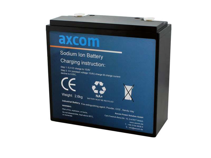 Axcom Natrium Ionen Akku 12V 17,5Ah mit M5 Kontakten Axcom Natrium Ionen Akku 12V 17,5Ah mit M5 Kontakten