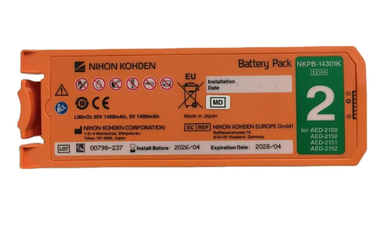 LiMnO2 Batterie für Nihon Kohden Defibrillator Cardiolife AED2100 ab SN 5001, AED2150, 30V 1,4Ah LiMnO2 Batterie für Nihon Kohden Defibrillator Cardiolife AED2100 ab SN 5001, AED2150, 30V 1,4Ah
