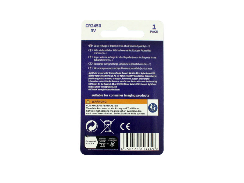 Li-Me Batterie Knopfzelle CR2450/DL2450/ECR2450 - 3V/ 580 mAh (VPE12) Li-Me Batterie Knopfzelle CR2450/DL2450/ECR2450 - 3V/ 580 mAh (VPE12)