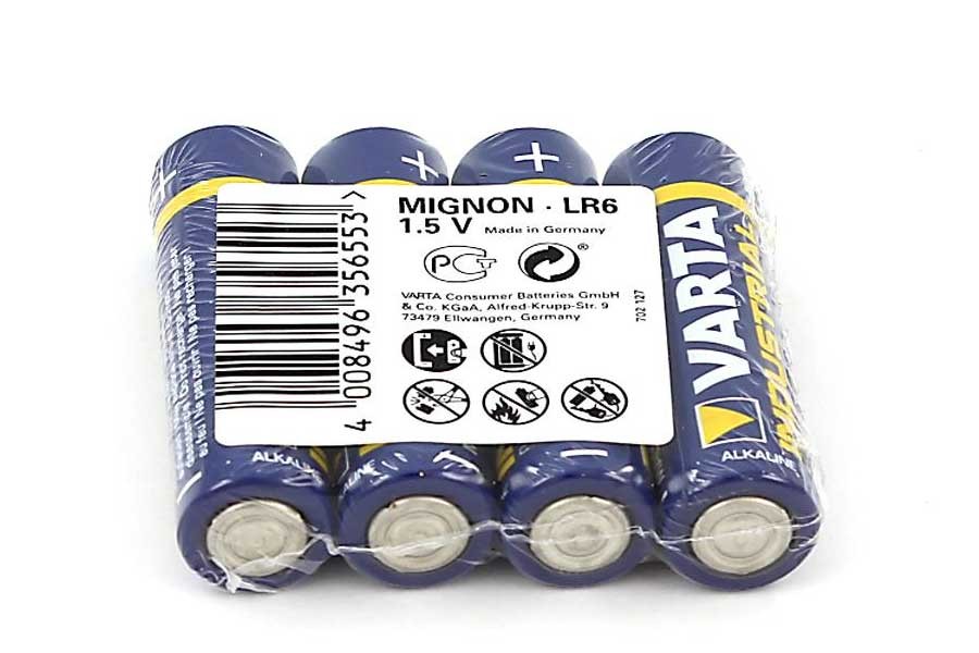 4 Varta Mignon AA Batterien, LR06, MN1500, 4006 Industrie Alkaline