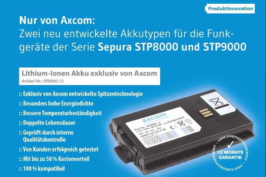 Li-Ion Akku für Sepura STP8000, STP9000, SC20, SC21 - 7,4V/1,2Ah Li-Ion Akku für Sepura STP8000, STP9000, SC20, SC21 - 7,4V/1,2Ah