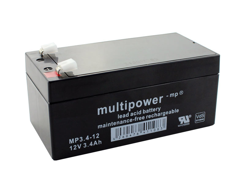 Multipower Bleiakku MP3,4-12 - 12V 3,4Ah (VdS) Multipower Bleiakku MP3,4-12 - 12V 3,4Ah (VdS)