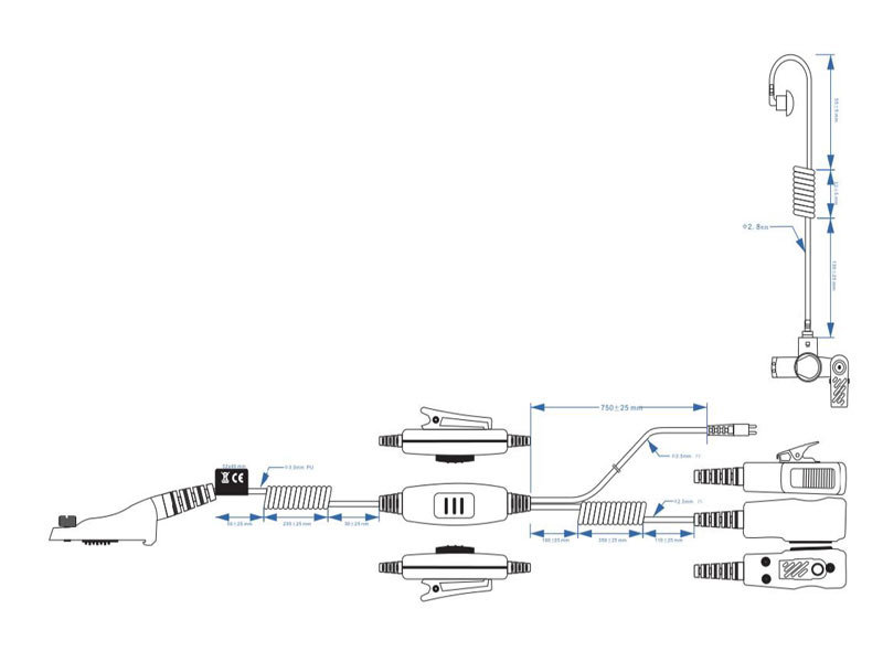 Schallschlauch-Headset 2 Kabel-Lösung für Motorola MTP6650, MTP850FuG/S, MOTOTRBO DP3000, DP4000 Schallschlauch-Headset 2 Kabel-Lösung für Motorola MTP6650, MTP850FuG/S, MOTOTRBO DP3000, DP4000