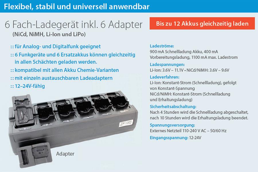6+6-Stationen Ladegerät inkl. Adapter für SRH3800, SRH3900