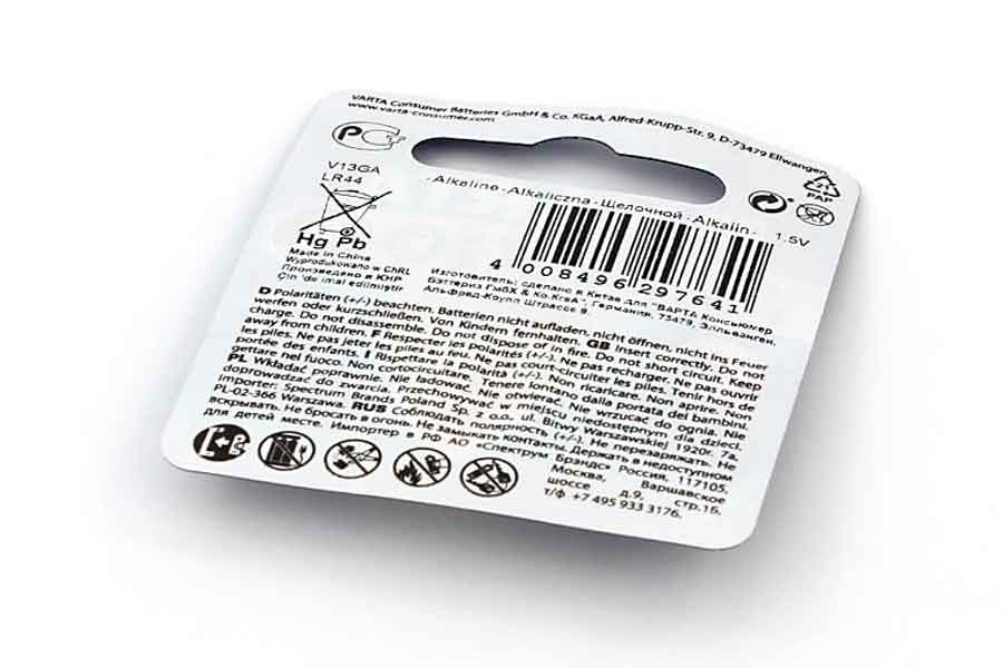 Knopfzelle Alkaline VARTA Batterie V13GA, L1154, AG13, LR44, GPA76