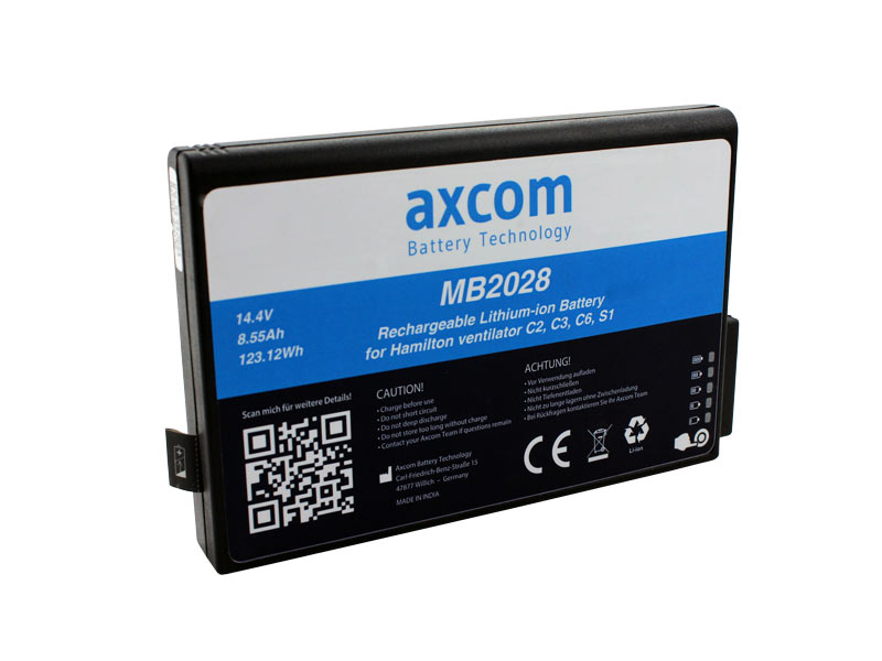 Li-Ion Akku für Hamilton Beatmungsgerät C2, C3, C6, S1, 14.4V/ 8,55AH Li-Ion Akku für Hamilton Beatmungsgerät C2, C3, C6, S1, 14.4V/ 8,55AH
