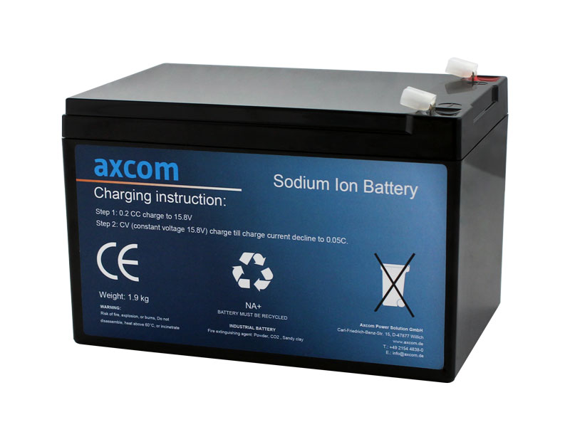 Axcom Natrium Ionen Akku 12V 13,5Ah mit 4,7mm Steckkontakten