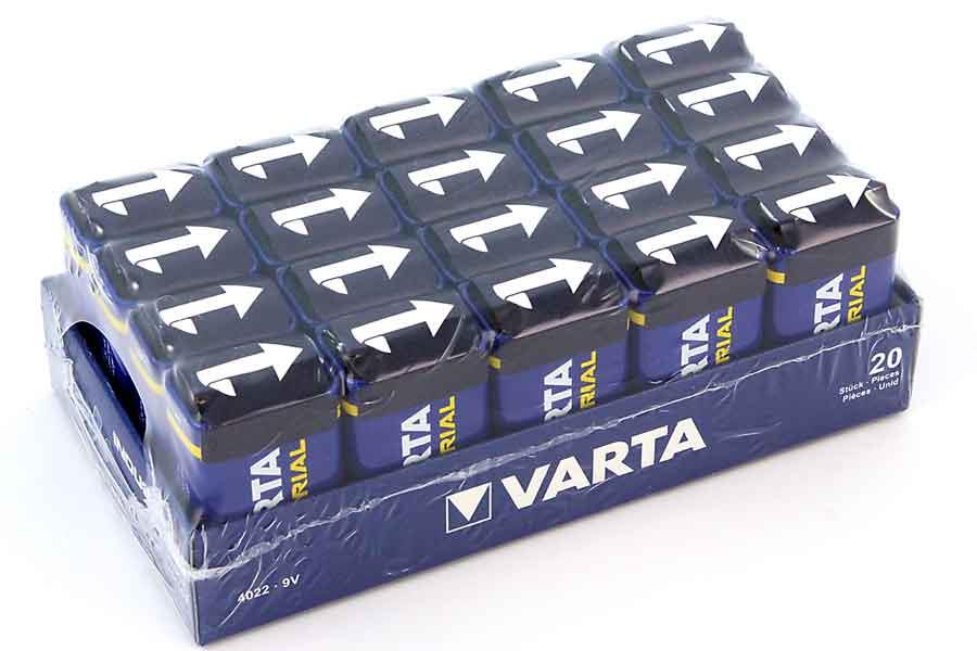 20 Batterien, Varta, EBlock, 9V Block, Alkaline, 6LR61