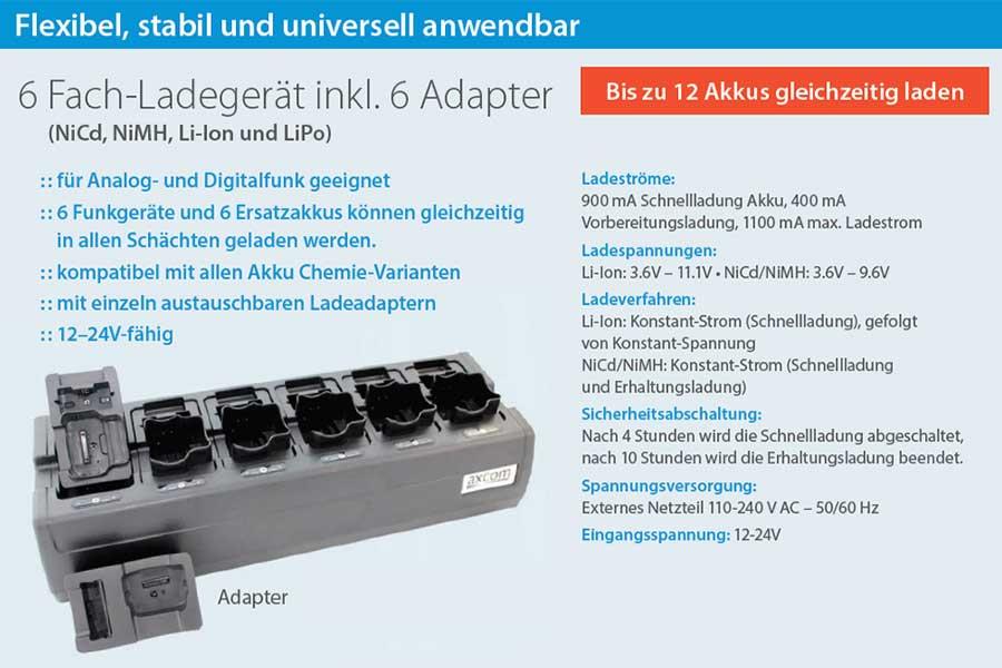6+6 Stationen Ladegerät inkl. Adapter für CP040/ CP150/ CP200 Serie/ DP1400 / R2 H4970LI/ H4851/ H44 6+6 Stationen Ladegerät inkl. Adapter für CP040/ CP150/ CP200 Serie/ DP1400 / R2 H4970LI/ H4851/ H44