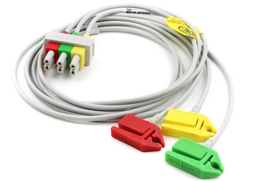 3-adriges EKG Kabel mit IEC Clip, wie Philips M1613A